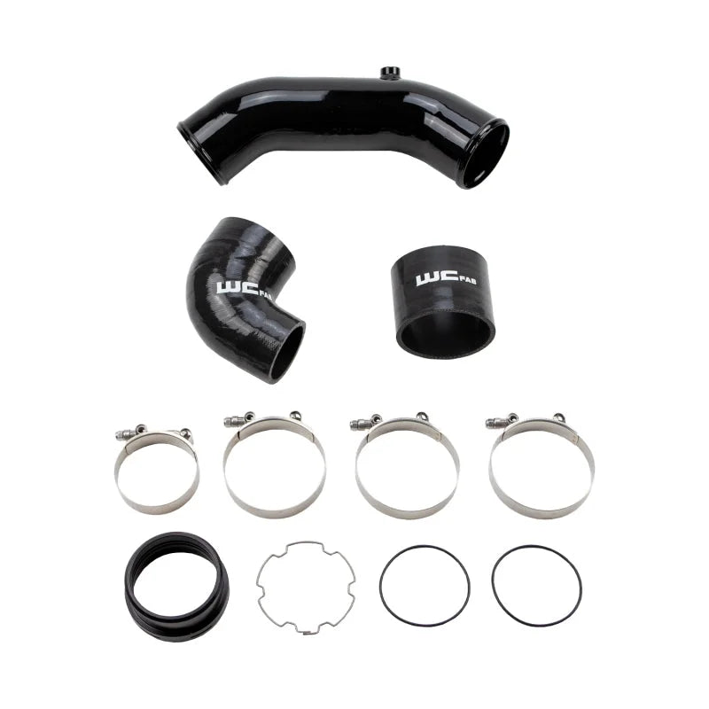 Wehrli 2017+ Ford 6.7L Power Stroke 3.5in Cold Side Intercooler Pipe - Gloss Black - Main Product View