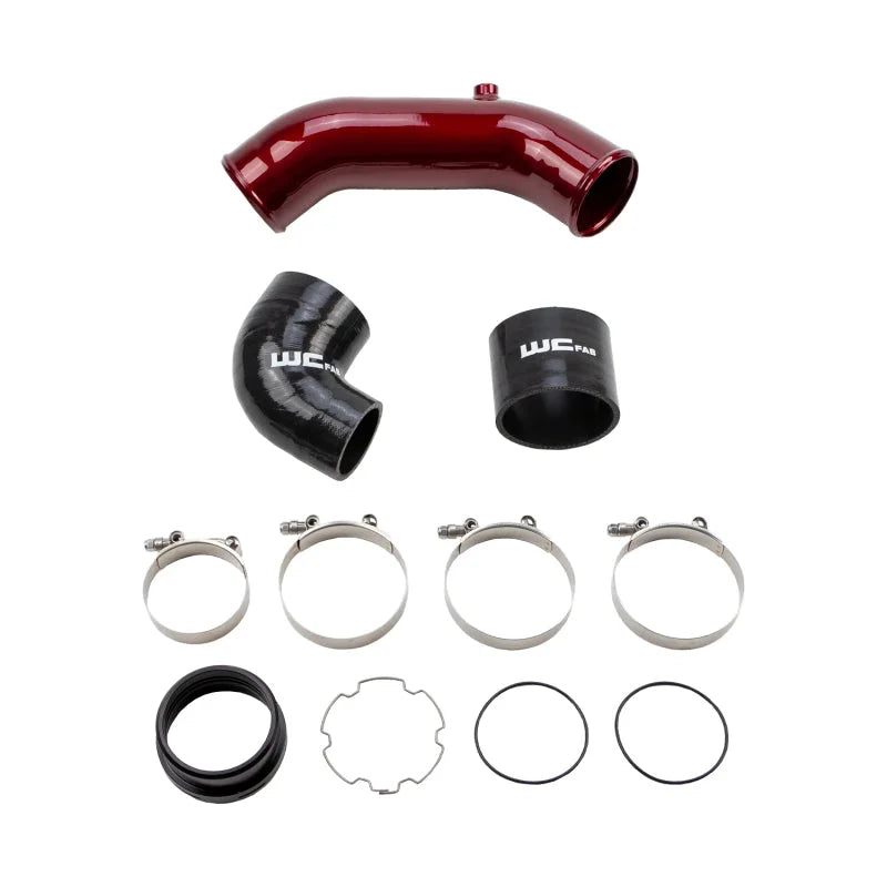 Wehrli 2017+ Ford 6.7L Power Stroke 3.5in Cold Side Intercooler Pipe - WCFab Red - Main Product View