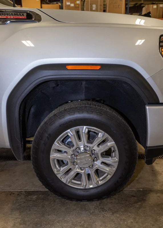 Wehrli 2020+ GMC 2500/3500HD Fender Flare Marker Light Delete Kit w/Logo - Fine Texture Black - Back View