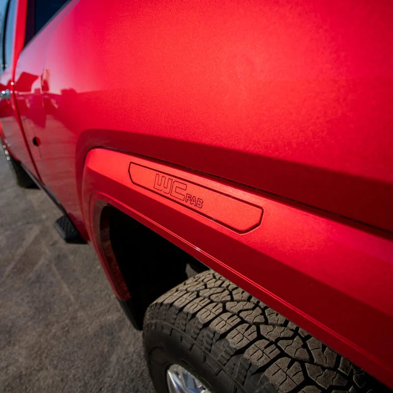 Wehrli 2020+ GMC 2500/3500HD Fender Flare Marker Light Delete Kit w/o Logo - Raw Finish - Side View