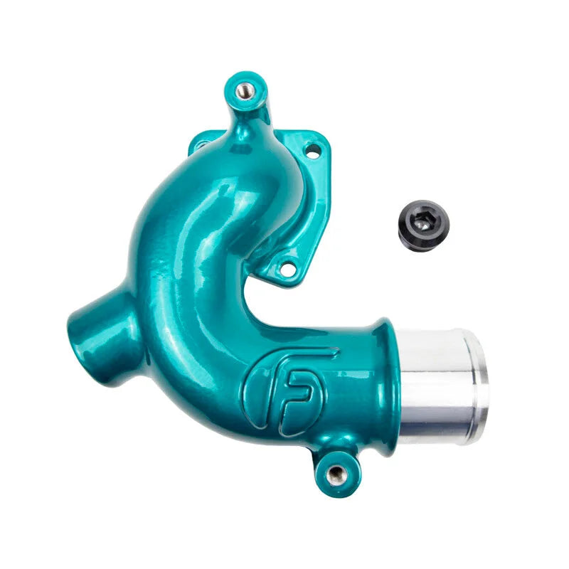Wehrli 98-18 Dodge / Ram Cummins 5.9L/6.7L WCFab X Fleece Thermostat Housing - Candy Teal - Main Product View