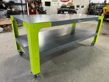 Load image into Gallery viewer, Wehrli Modular Steel Work Bench Leg Kit, 34in. Tall x .120in. Thick, Blueberry Frost - Back View