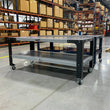 Load image into Gallery viewer, Wehrli Modular Steel Work Bench Leg Kit 40in Tall x .120in Thick - Flat Black - Installation View