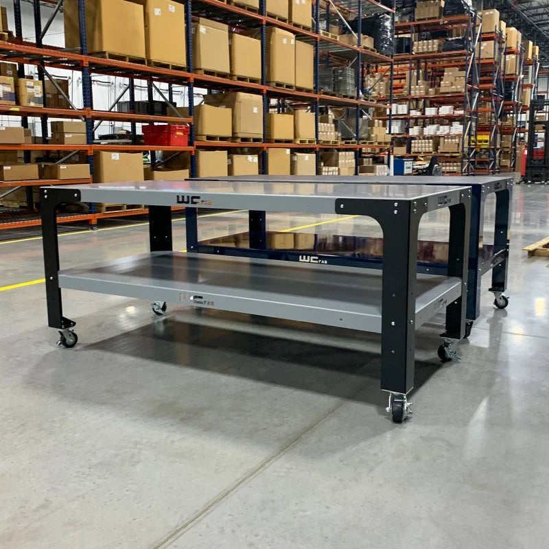 Wehrli Modular Steel Work Bench Leg Kit 40in Tall x .120in Thick - Flat Black - Installation View