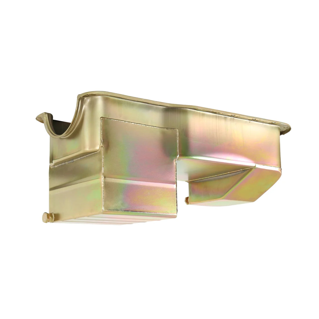 Weiand Oil Pan Kit 7QT- Gold Zinc Finish-79/93 Mustang 351W Conversion    (Drag Racing) - Side View