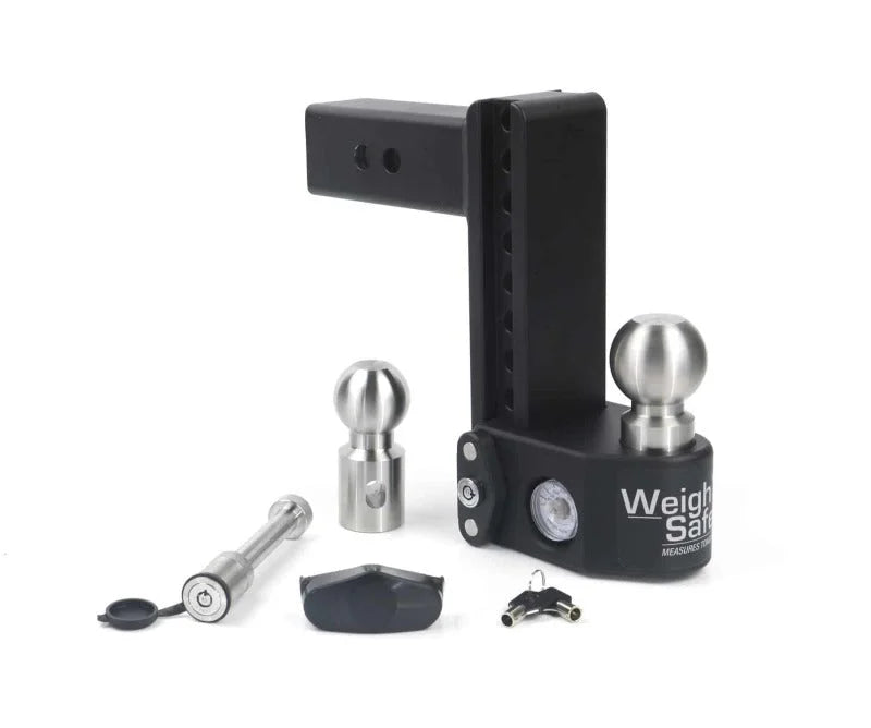 Weigh Safe 8in Drop Hitch w/Built-in Scale & 2.5in Shank (10K/22K GTWR) w/WS05 - Steel - Side View