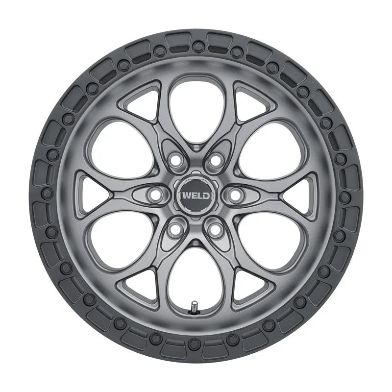 Weld Off-Road W107 20X10 Ledge 6X139.7 ET-18 BS4.75 Satin Gun / Black Ring 106.1 - Side View