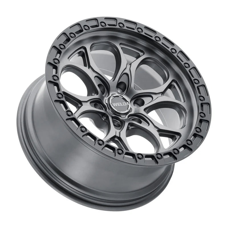 Weld Off-Road W107 20X10 Ledge 6X139.7 ET-18 BS4.75 Satin Gun / Black Ring 106.1 - Detail View