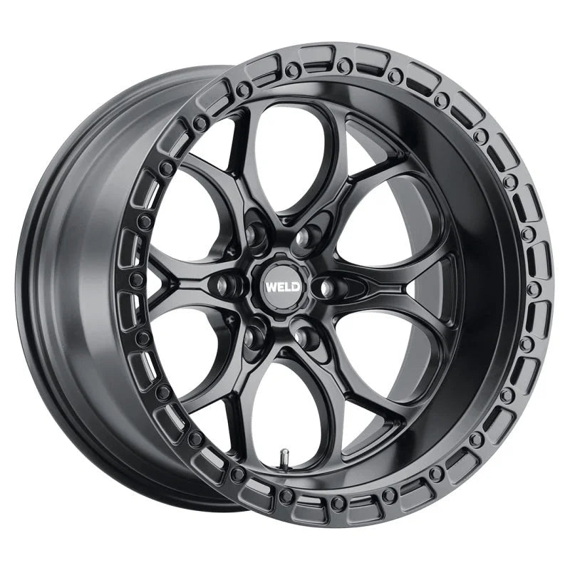 Weld Off-Road W108 20X9 Ledge 6X139.7 ET20 BS5.75 Satin Black / Black Ring 106.1 - Detail View