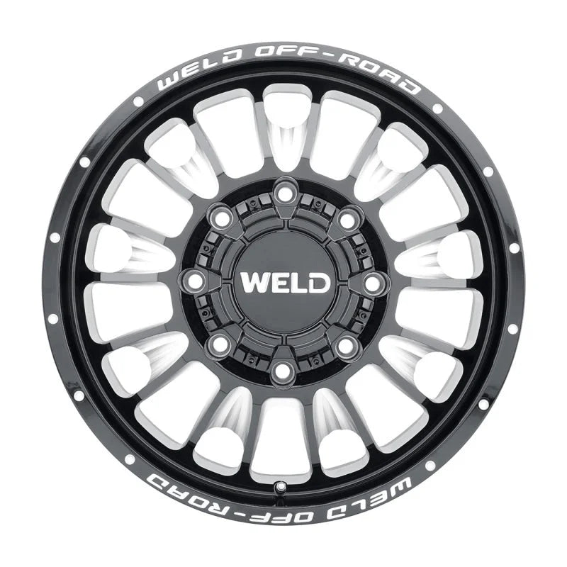 Weld Off-Road W121 20X8.25 Scorch Front 8X200 ET108 BS8.90 Gloss Black MIL 142.2 - Side View