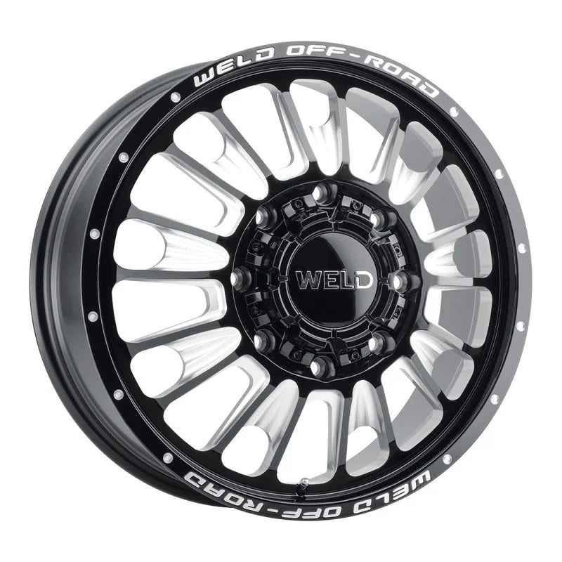Weld Off-Road W121 20X8.25 Scorch Front 8X200 ET108 BS8.90 Gloss Black MIL 142.2 - Detail View