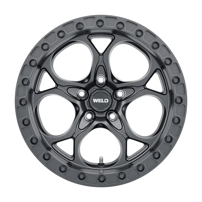 Weld Off-Road W901 17X10 Ledge Beadlock5 5X127 ET-25 BS4.50 Satin Black / Black Ring 71.5 - Side View
