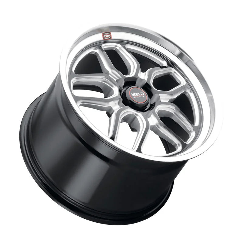 Weld S107 18X10.5 Laguna 5X120.65 ET54 BS7.9 Gloss Black MIL Dia 70.3 - Detail View