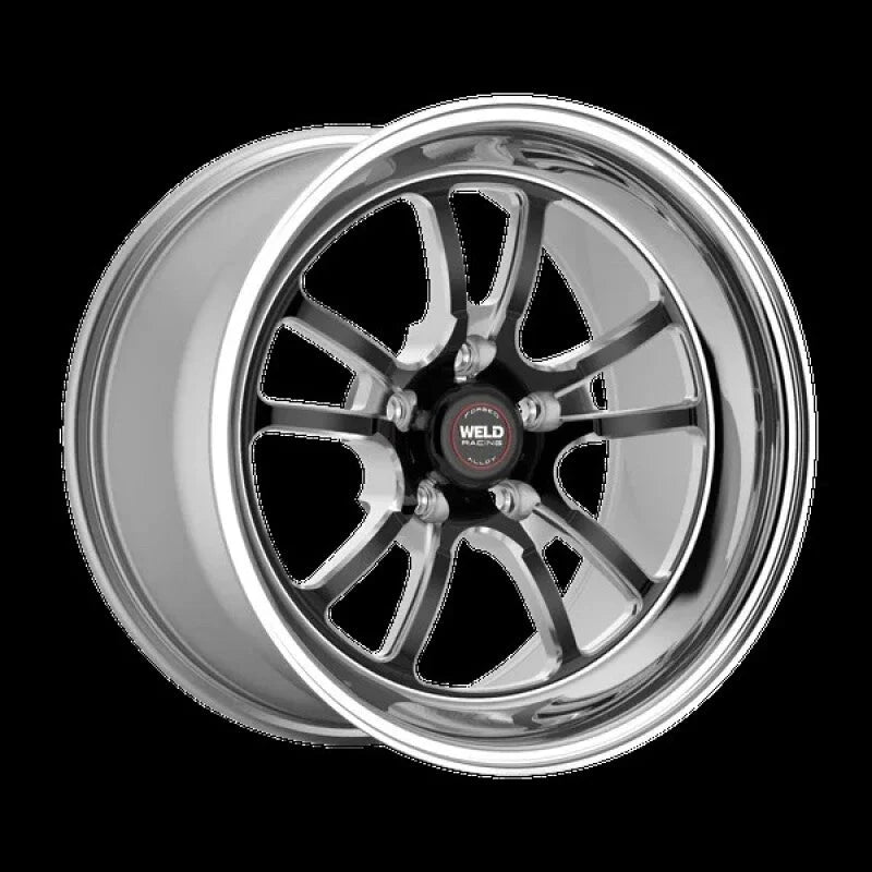 Weld S70 RT-S 18x8in / 5x120.65 BP / 4.7in. BS - Black Center - Polished Shell Wheel - Side View