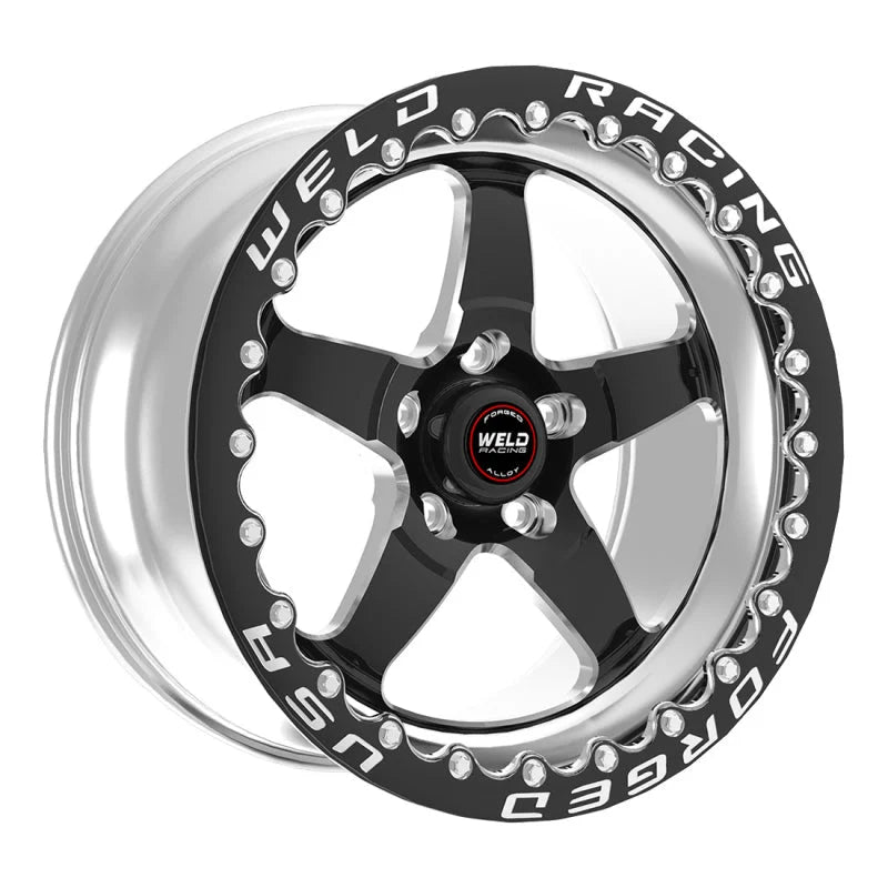 Weld S71 15x10.33 / 5x4.5 BP / 6.5in. BS Black Wheel (Medium Pad) - Black Single Beadlock MT - Side View