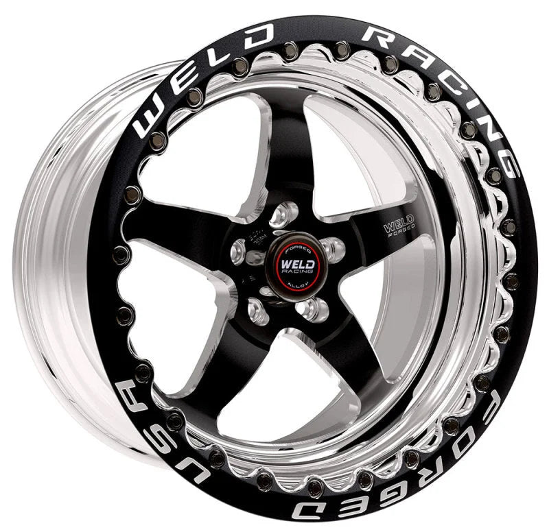 Weld S71 17x11 / 5x4.75 BP / 7.7in. BS Black Wheel (High Pad) - Black Single Beadlock MT - Main Product View