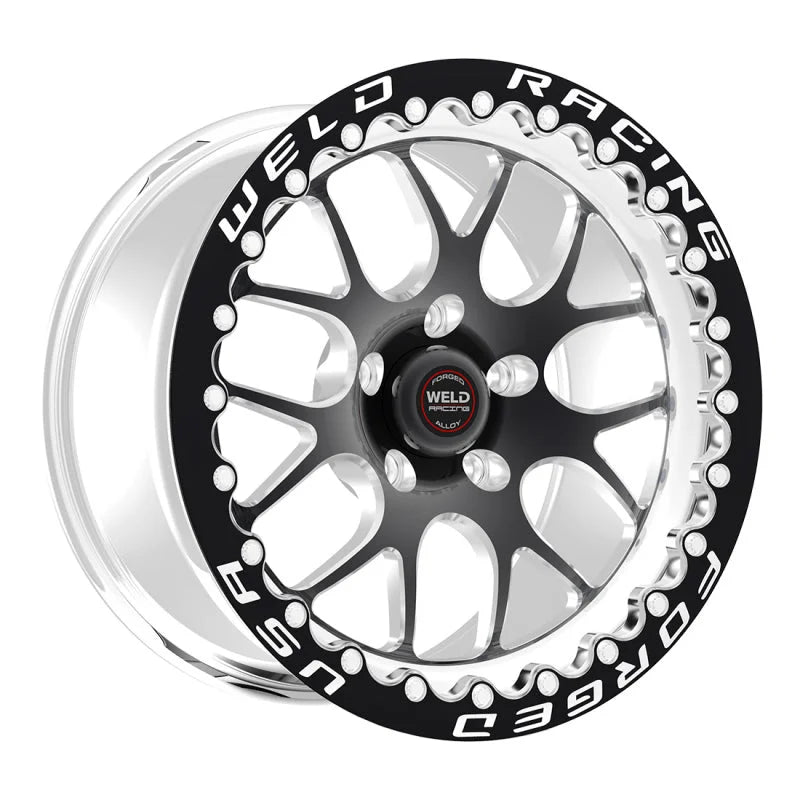 Weld S77 15x10.33 / 5x120mm BP / 7.5in. BS Black Wheel (Medium Pad) - Black Single Beadlock MT - Side View
