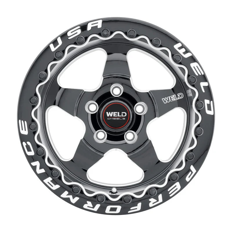 Weld S904 15x10 Ventura Beadlock 5x114.3 ET51 BS7.50 Gloss BLK MIL DIA 78.1 - Detail View