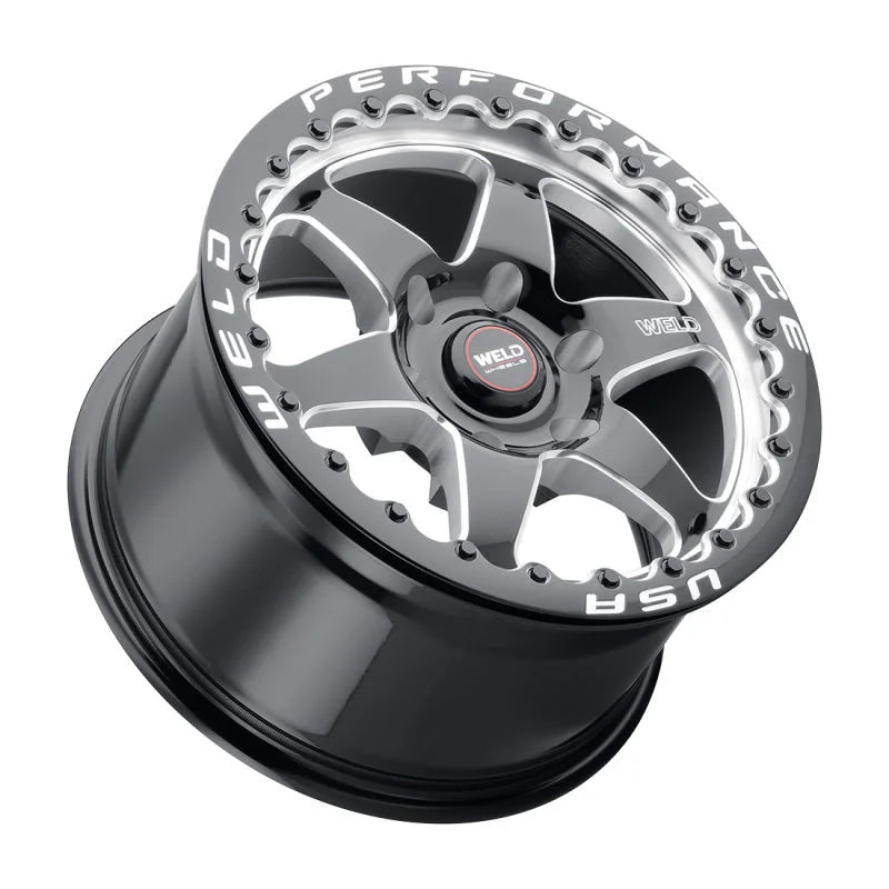 Weld S904 15x12 Ventura Beadlock 5x114.3 ET28 BS7.6 Gloss BLK MIL DIA 78.1 - Installation View