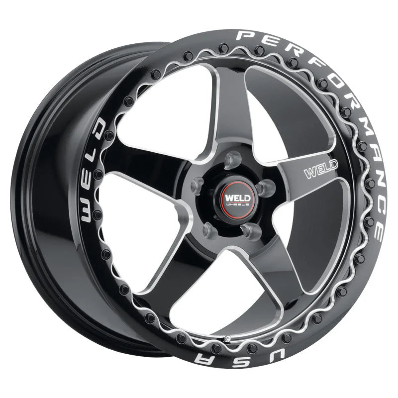 Weld S904 18X12 Ventura Drag Beadlock 5X120.65 ET55 BS8.7 Gloss Black MIL Dia 78.1 - Side View