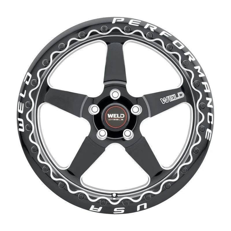 Weld S904 18x10 Ventura Beadlock 5x112 ET40 BS7.1 Gloss BLK MIL DIA 78.1 - Side View