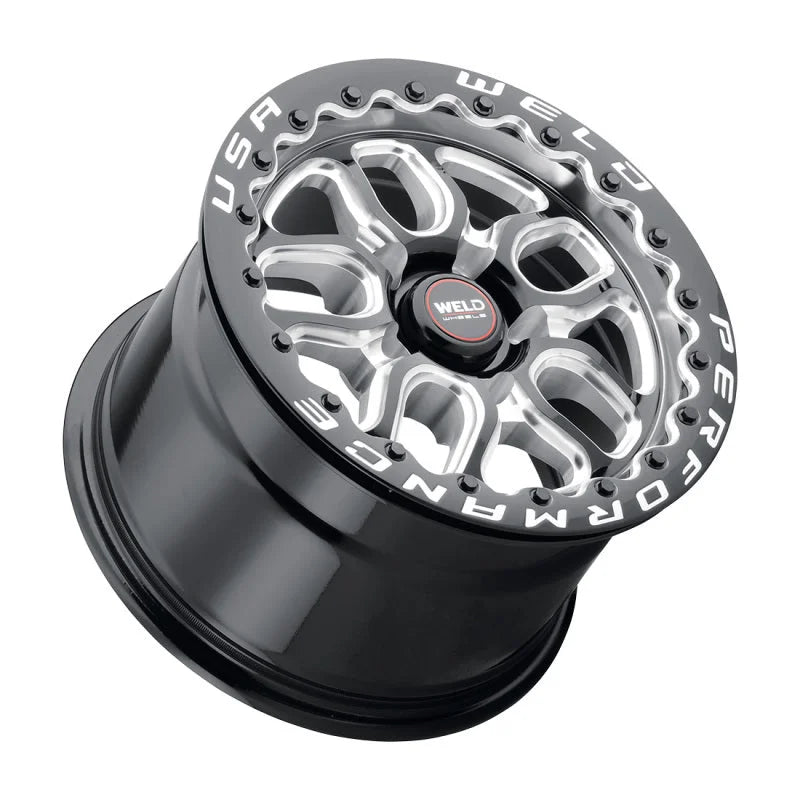 Weld S907 15X10 Laguna Beadlock 5X115 ET22 BS6.4 Gloss Black MIL Dia 78.1 - Detail View