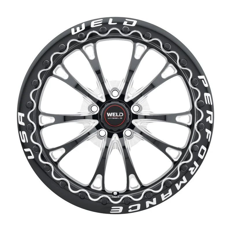 Weld S908 18X10 Belmont Drag Beadlock 5X120 ET45 BS7.25 Gloss Black MIL Dia 78.1 - Side View