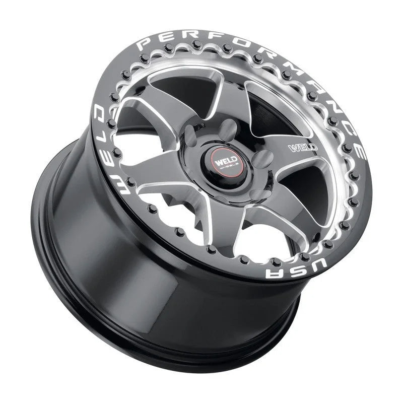 Weld S909 17x10 Ventura 6 Beadlock 6x135 ET42 BS7.25 Gloss BLK MIL DIA 87.1 - Main Product View