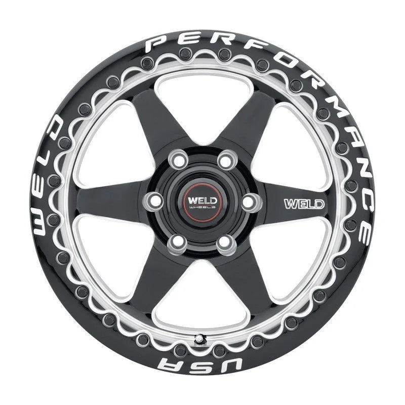 Weld S909 17x10 Ventura 6 Beadlock 6x135 ET42 BS7.25 Gloss BLK MIL DIA 87.1 - Side View