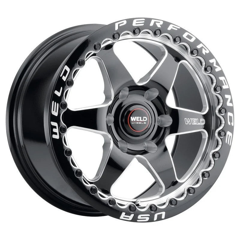 Weld S909 20x10 Ventura 6 Beadlock 6x139.7 ET38 BS7.00 Gloss BLK MIL DIA 106.1 - Detail View