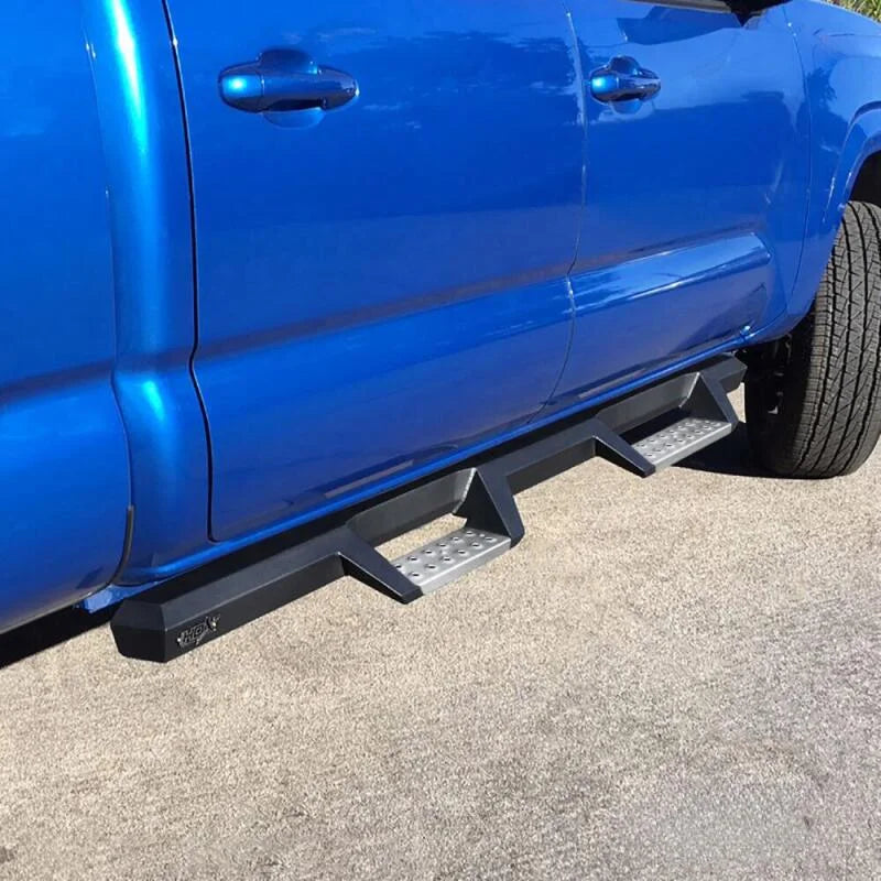 Westin 05-20 Toyota Tacoma Double Cab HDX Stainless Drop Nerf Step Bars - Textured Black - Side View