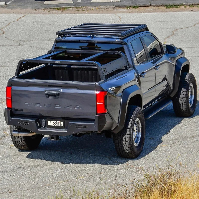Westin 05-21 Toyota Tacoma Overland Cargo Rack Base - Textured Black - Side View