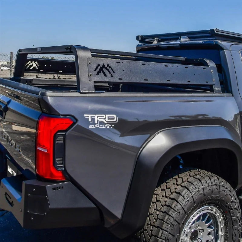 Westin 05-21 Toyota Tacoma Overland Cargo Rack Base - Textured Black - Installation View