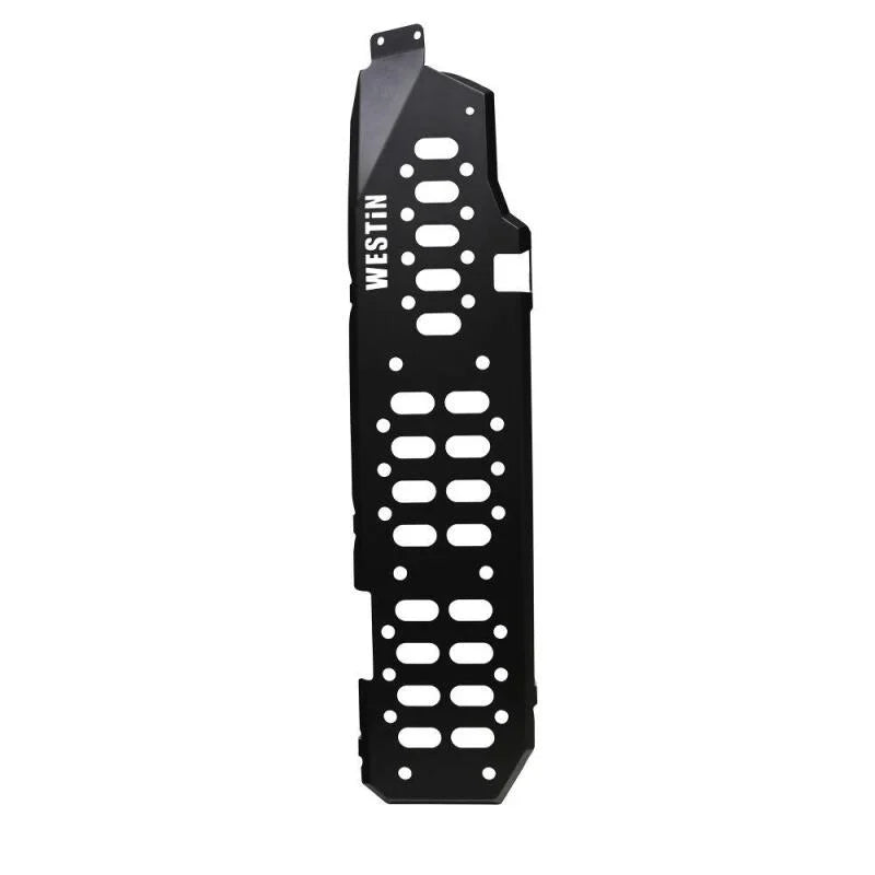 Westin 07-17 Jeep Wrangler Unlimited Gas Tank Skid Plate - Textured Black - Side View