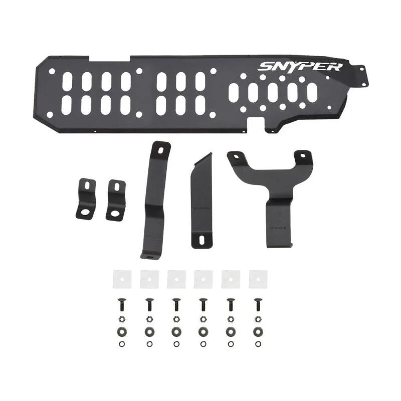 Westin 07-17 Jeep Wrangler Unlimited Gas Tank Skid Plate - Textured Black - Installation View