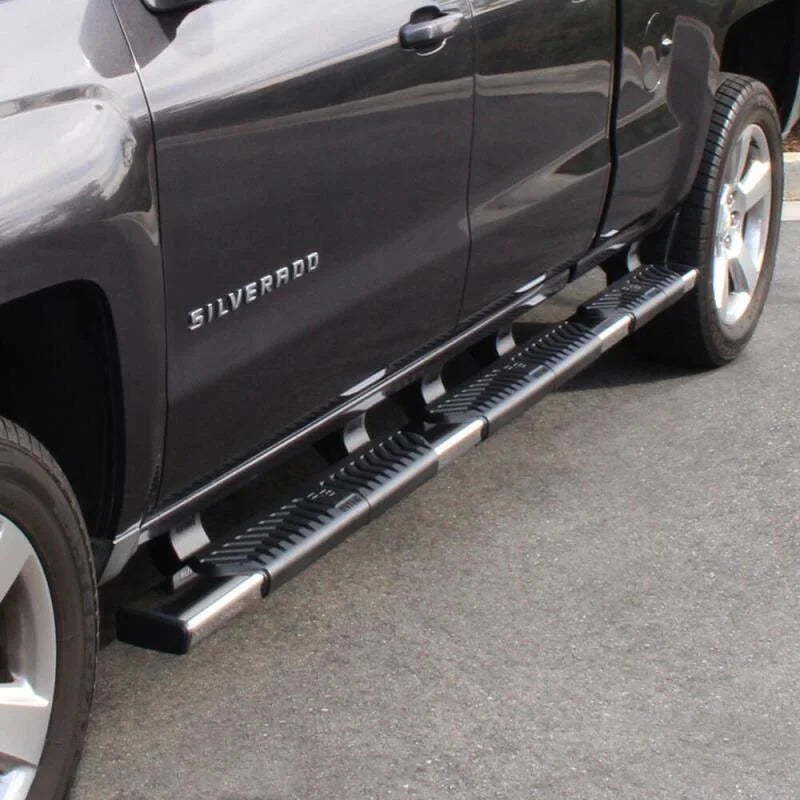 Westin 07-18 Chevrolet Silverado 1500 CC 6.5ft Bed R5 M-Series W2W Nerf Step Bars - Blk - Side View