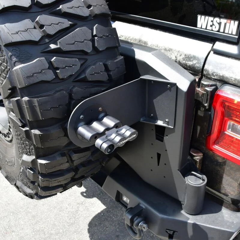 Westin 07-18 Jeep Wrangler JK / 18-22 Jeep Wrangler JL RotoPax Mount - Tex. Blk - Back View