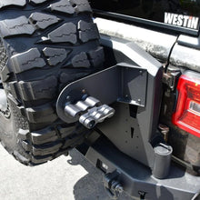 Load image into Gallery viewer, Westin 07-18 Jeep Wrangler JK / 18-22 Jeep Wrangler JL RotoPax Mount - Tex. Blk - Back View