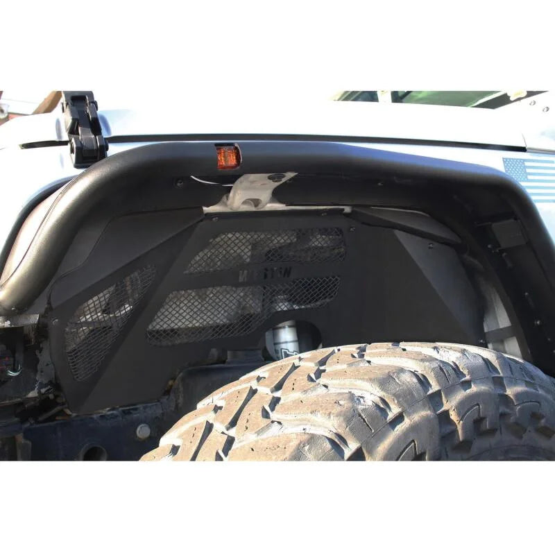 Westin 07-18 Jeep Wrangler JK Inner Fenders - Front - Textured Black - Back View