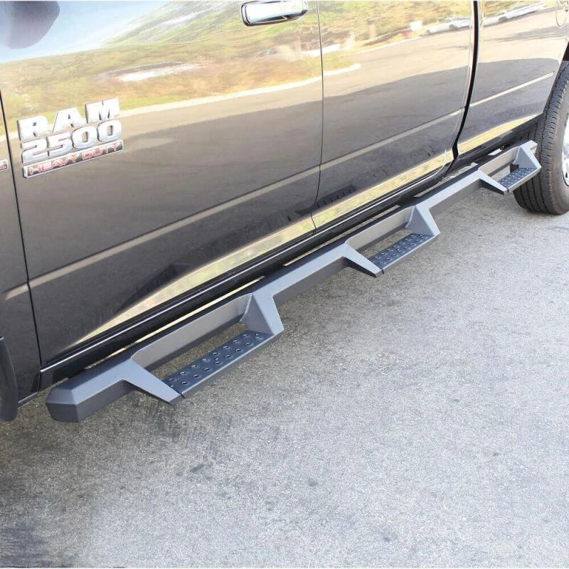 Westin 10-18 RAM 2500/3500 CC 8ft Bed Excl. Dually HDX Drop W2W Nerf Step Bars - Tex. Blk - Side View