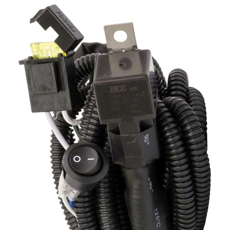 Westin 11ft Length 12 Ga Incl 30 Amp Fuse w/ Loom & Single Connector LED Wiring Harness - Black - Side View