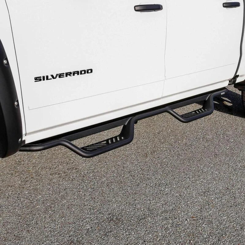 Westin 14-18 Chevrolet Silverado / GMC Sierra Crew Cab Outlaw Nerf Step Bars (Excl. Diesel) - Side View