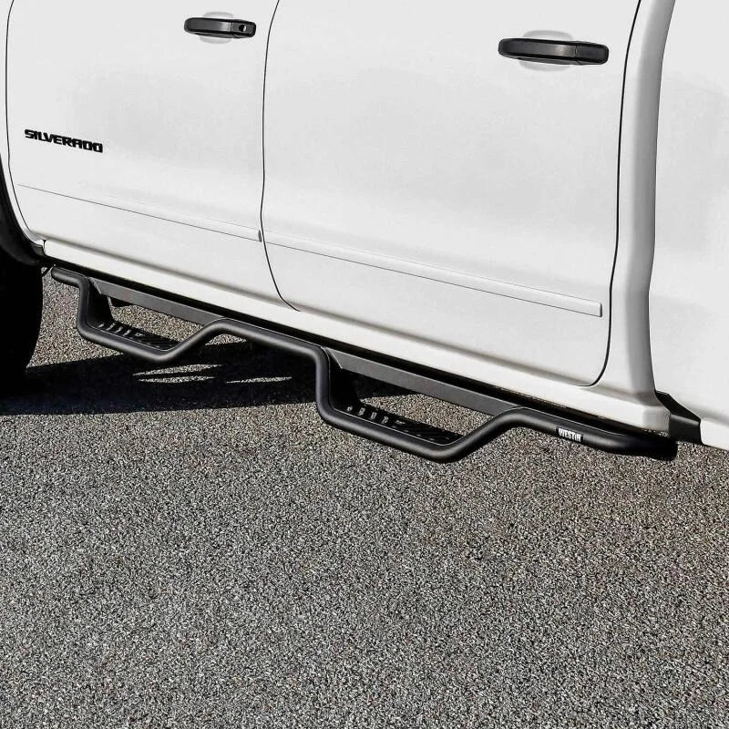 Westin 14-18 Chevrolet Silverado / GMC Sierra Crew Cab Outlaw Nerf Step Bars (Excl. Diesel) - Back View