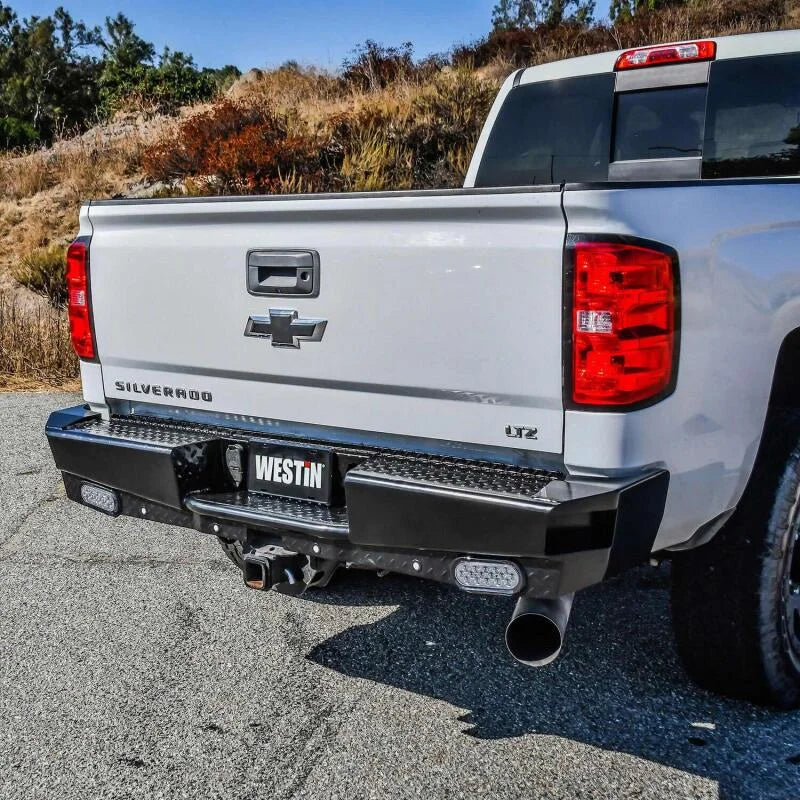 Westin 14-18 Chevrolet Silverado HDX Bandit Rear Bumper - Black - Side View