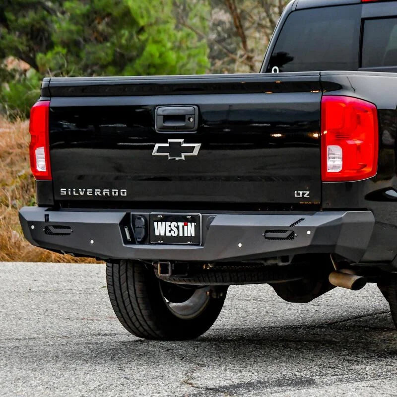 Westin 14-18 Chevy Silverado 1500 Pro-Series Rear Bumper - Textured Black - Installation View