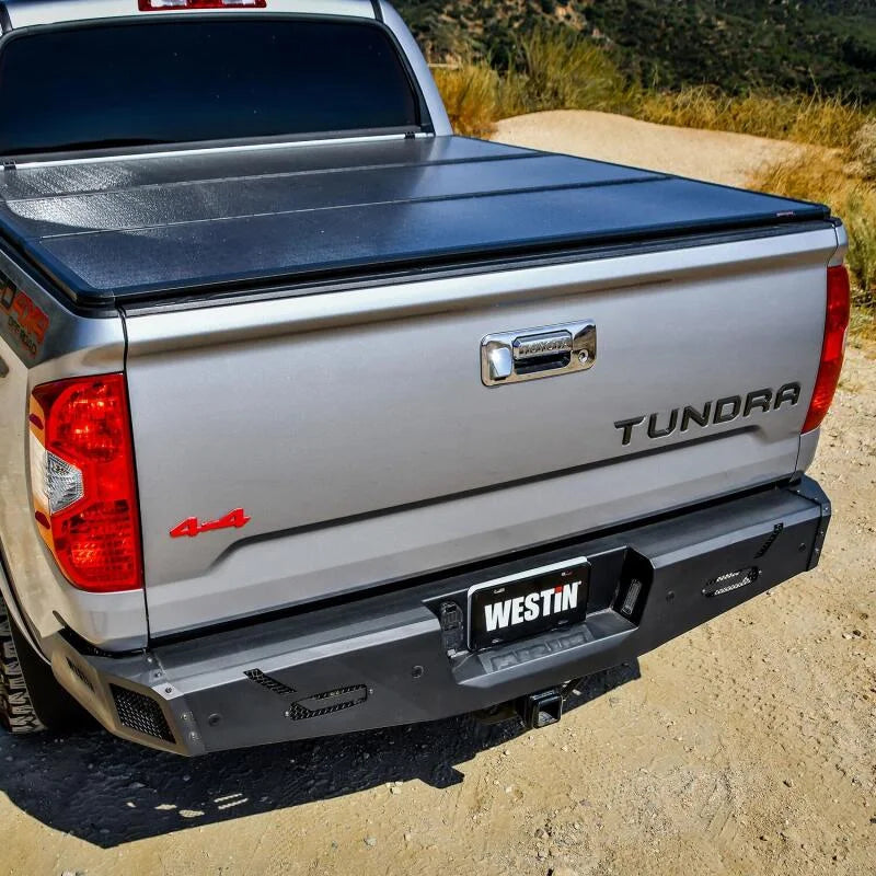 Westin 14-21 Toyota Tundra (Excl. Tundra w/Blind Spot Sys) Pro-Series Rear Bumper - Tex. Blk - Installation View
