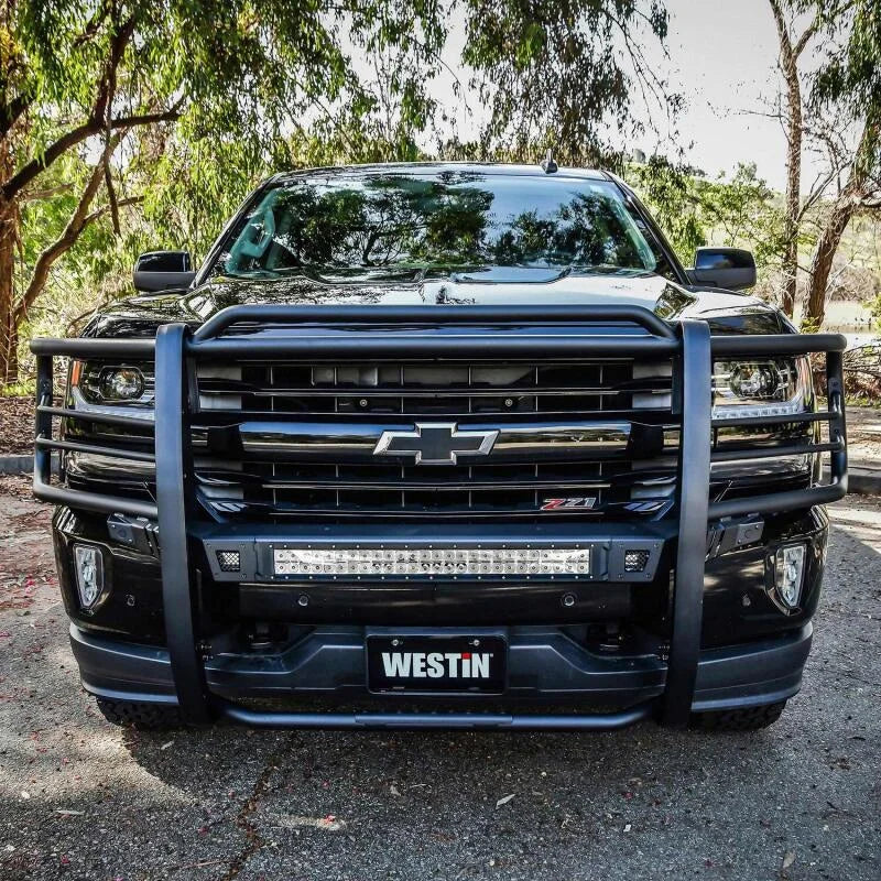 Westin 16-18 Chevy Silverado 1500 Sportsman X Grille Guard - Textured Black - Installation View
