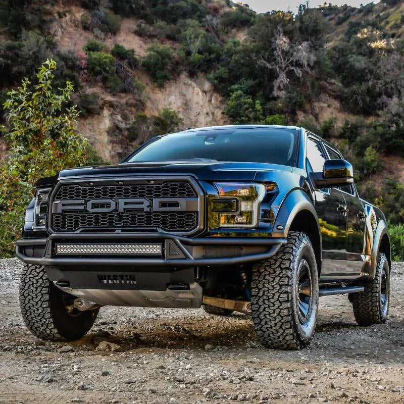 Westin 17-20 Ford F-150 Raptor Outlaw Front Bumper - Tex. Blk - Back View