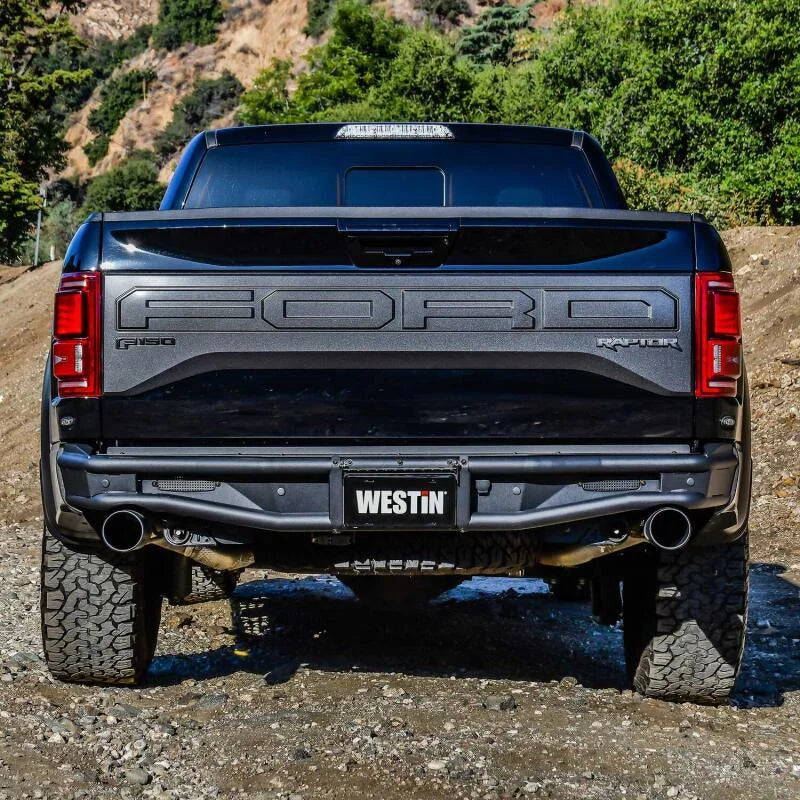 Westin 17-20 Ford F-150 Raptor Outlaw Rear Bumper - Tex. Blk - Installation View