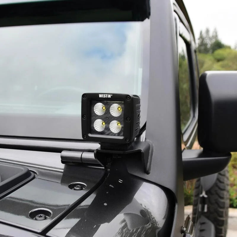 Westin 18-19 Jeep Wrangler Pillar LED Light Mount - Black - Installation View